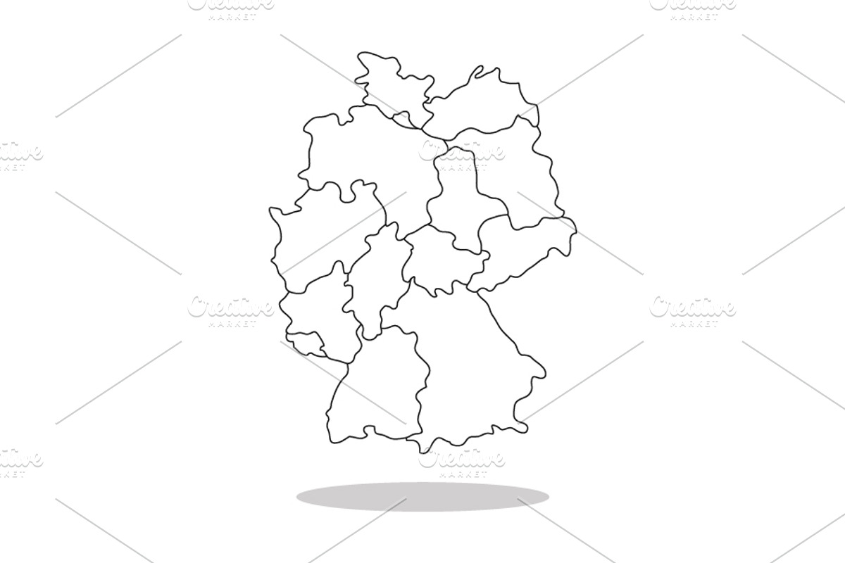 Germany map with regions, an Illustration by Mark1987