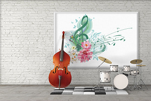 Musical Collection With Treble Clefs