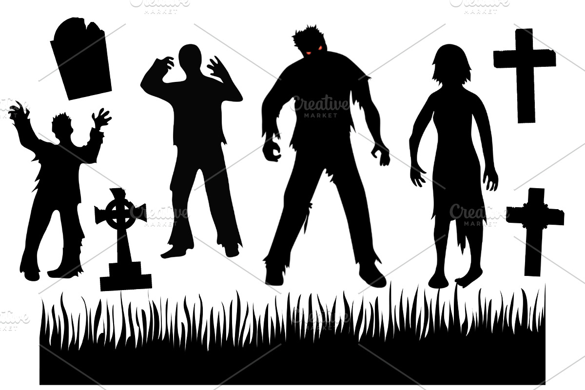 Zombies Silhouettes Clip Arts, an Object Graphic by Sveta Aho (Photo 2 of 2)