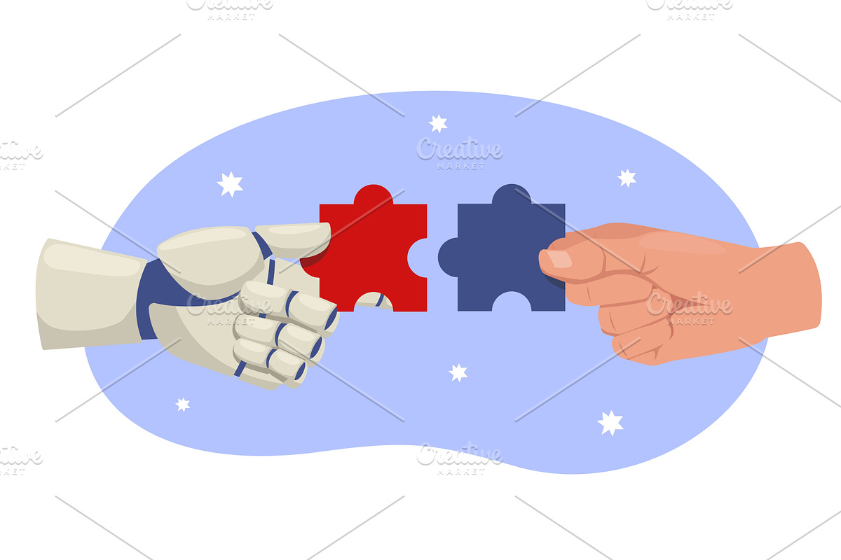 Artificial intelligence and human, a Technology Illustration by Vectorbuum