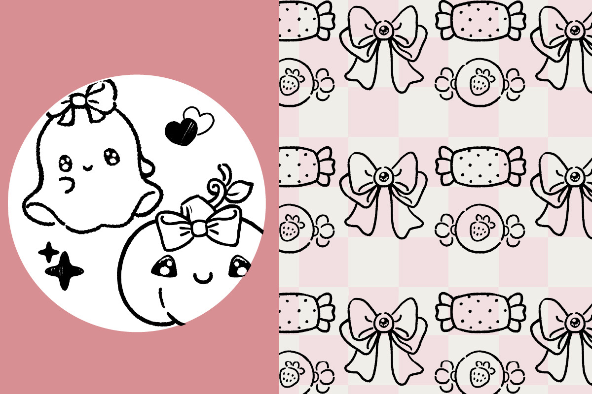 Cute Girly Halloween Drawings, an Illustration by TheClipAtelier (Photo 3 of 3)