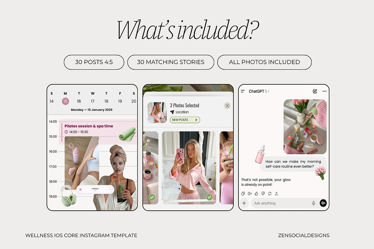 Wellness IT-Girl iOS Core Instagram, a Social Media Template by ZenSocialDesigns (Photo 3 of 9)