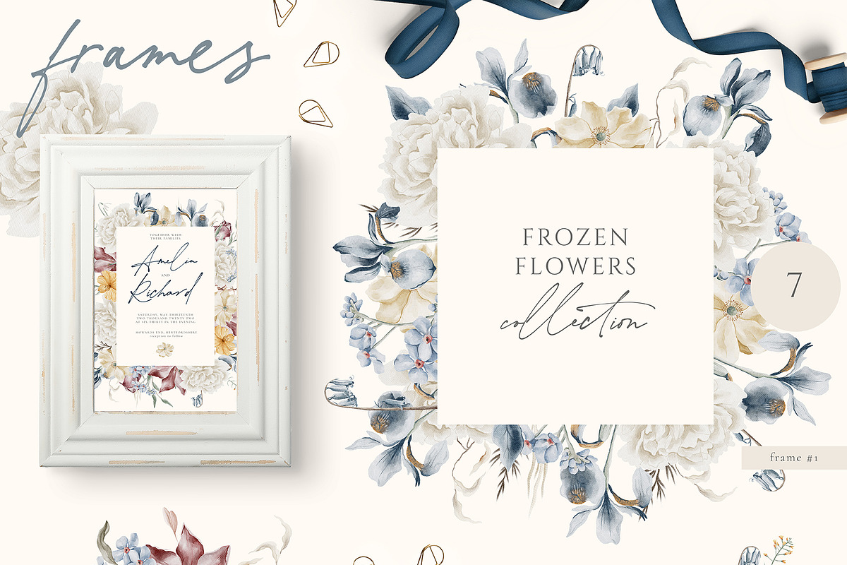 Frozen Flowers Watercolor Collection, a Texture Illustration by Julia Dreams (Photo 4 of 8)