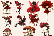 RED CARNATION FAIRY FOREST CLIPART, a Person Illustration by Daring Digies (Thumbnail 2 of 8)