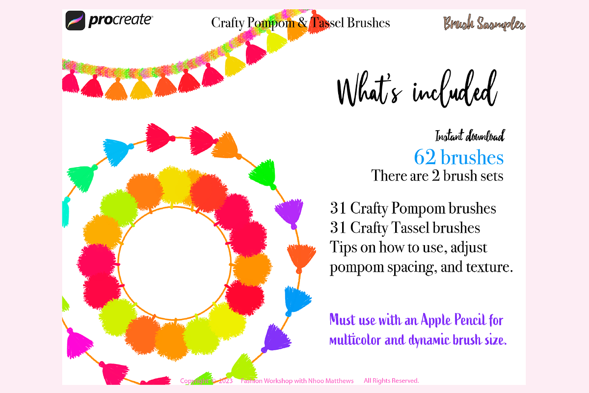 62 CRAFTY Pompom & Tassel Procreate, a Brushes & More by Fashion Workshop Bkk (Photo 4 of 11)
