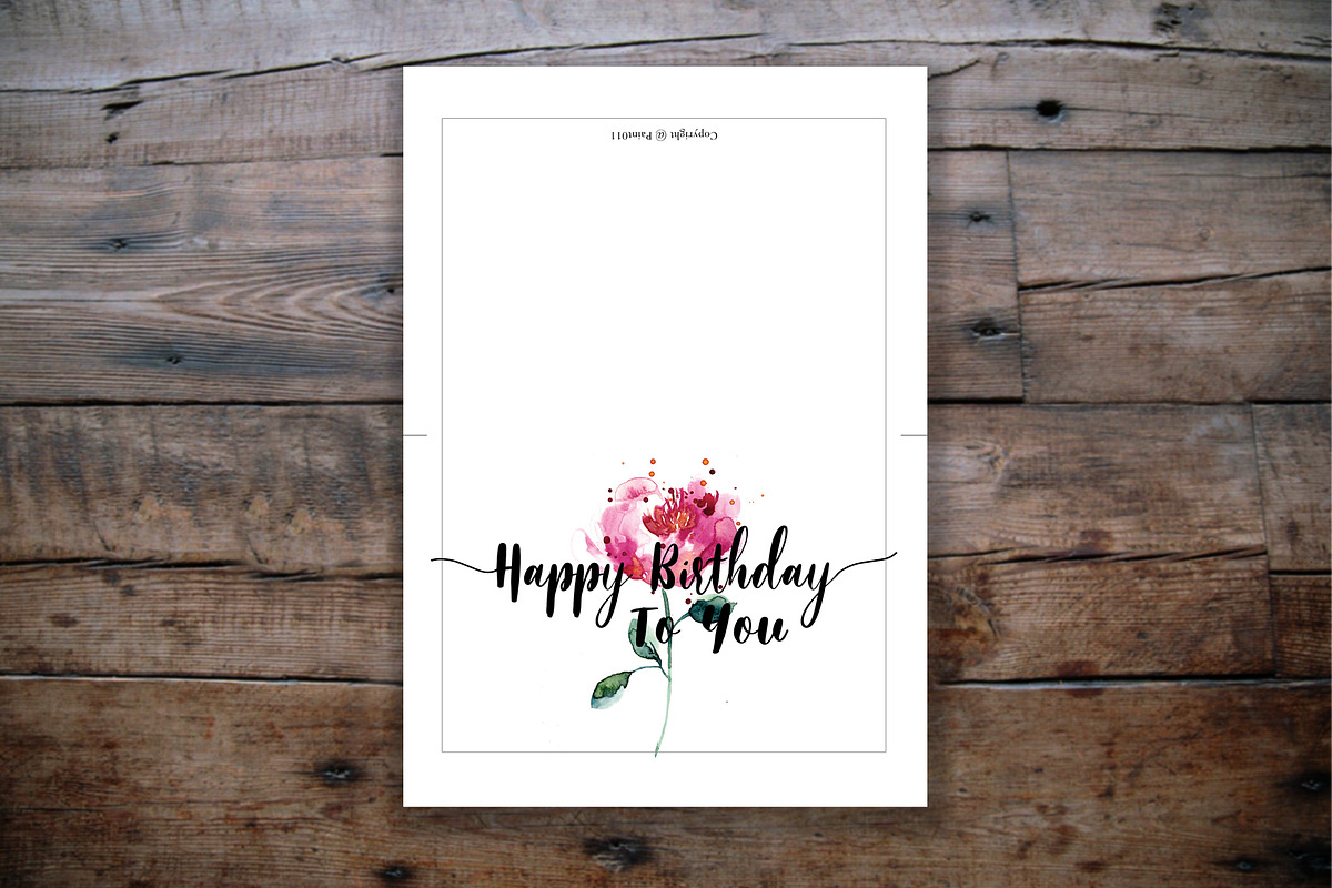 red rose printable birthday card, a Card Template by TurquoiseDesign (Photo 2 of 3)