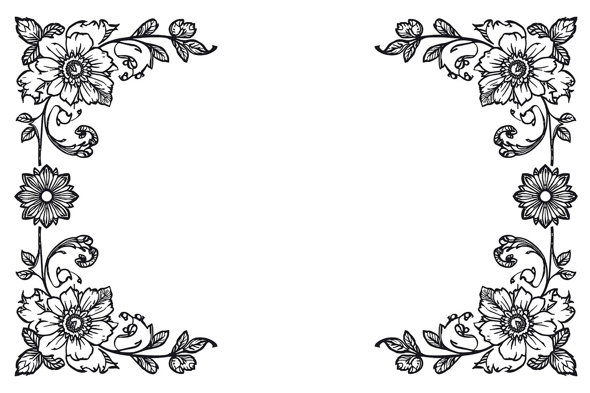 Flower Silhouette Frame Bundle, an Illustration by Creativeshirt (Photo 3 of 9)