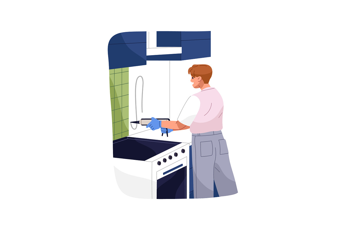 Workers repair houses set, a Person Illustration by PaperTrident (Photo 6 of 19)