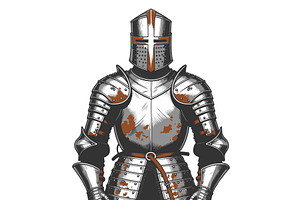 Medieval Knight Armor With Cross, an Illustration by AlexArt