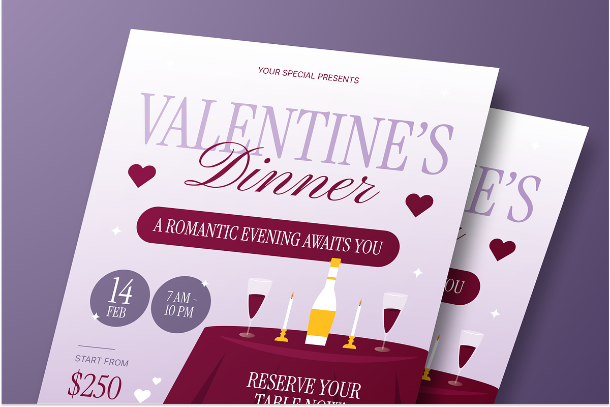 Valentine Dinner Flyer Set, a Flyer Template by Annora Studio (Photo 4 of 6)