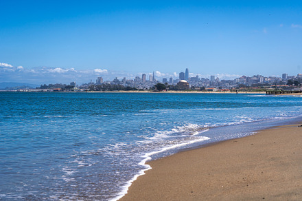 San Francisco skyline view from Golden Gate Beach, USA, a Nature Photo by GoodGoods