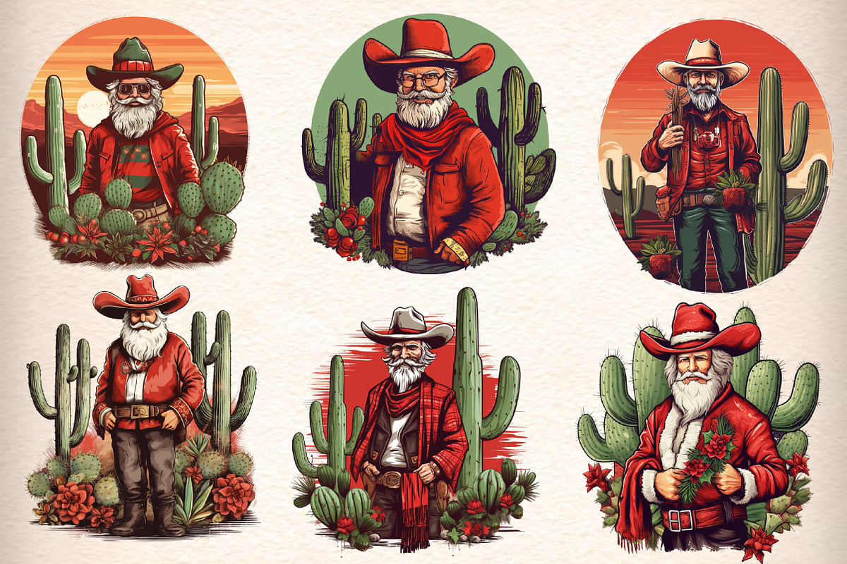 Vintage western cowboy Santa Clipart, an Illustration by CreationArt (Photo 2 of 4)