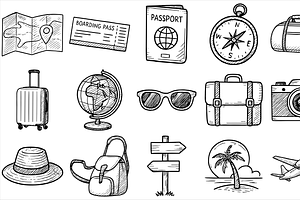 Travel Icon Set, an Object Graphic by nikagraphic