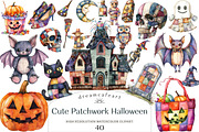 Cute Patchwork Halloween Clipart, an Illustration by DreamCafeArt (Thumbnail 1 of 5)