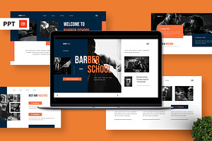 Barber School - Barbershop PPT, a Presentation Template by Deepslide Studio