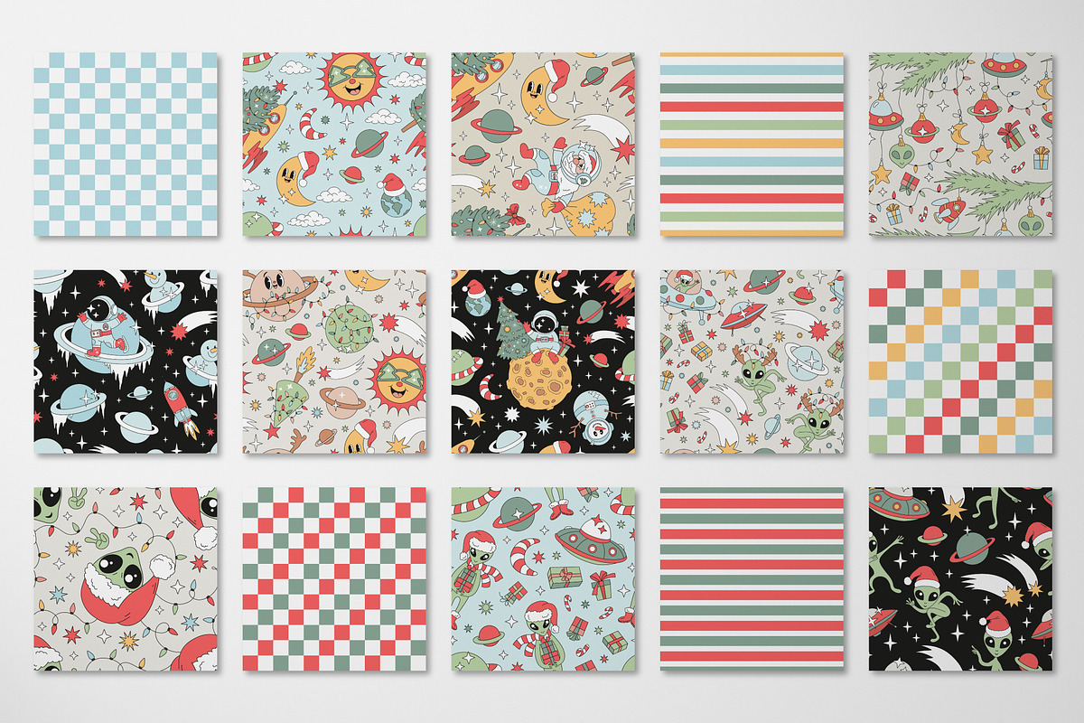 Outer Space Christmas pattern set, a Pattern Graphic by @olga.angelloz (Photo 2 of 2)