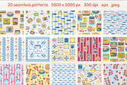 Mediterranean food Sardine patterns, a Pattern Graphic by Tani Kuzminka (Thumbnail 3 of 25)