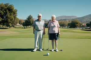 Seniors enjoy golf on a sunny day, a Photo by Beautiful things
