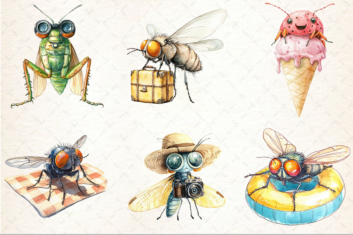 Funny Summer Fly Insects Clipart, an Illustration by Rose Art (Photo 2 of 7)