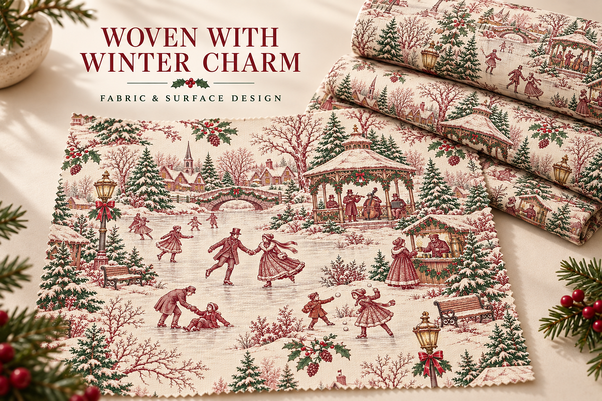 Winter Skating Festival Toile Design, a Pattern Graphic by Olya Creative (Photo 3 of 10)