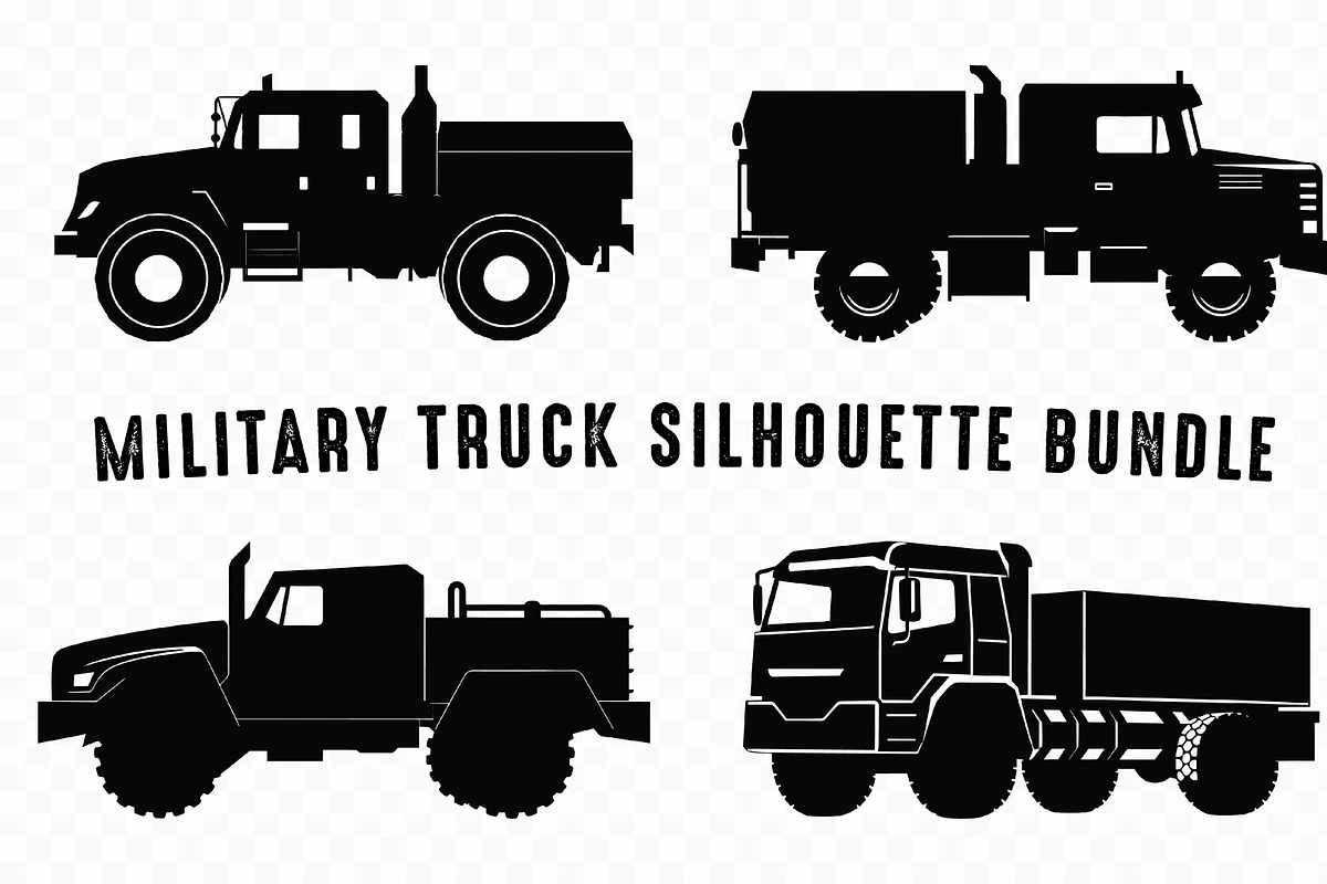 Military Truck Black Silhouettes set, an Object Illustration by Gfx Expert Team (Photo 3 of 3)