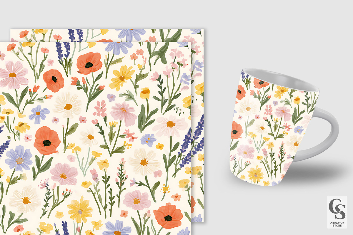 Cottagecore Autumn Embroidery Paper, a Pattern Graphic by Creative Store (Photo 3 of 5)