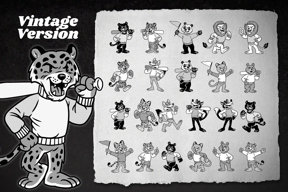 Retro Sports Animal Mascot Vol 3, an Animal Illustration by bazzier_graphik (Photo 3 of 7)