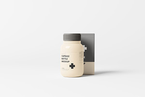 Capsule Bottle With Box Mockup