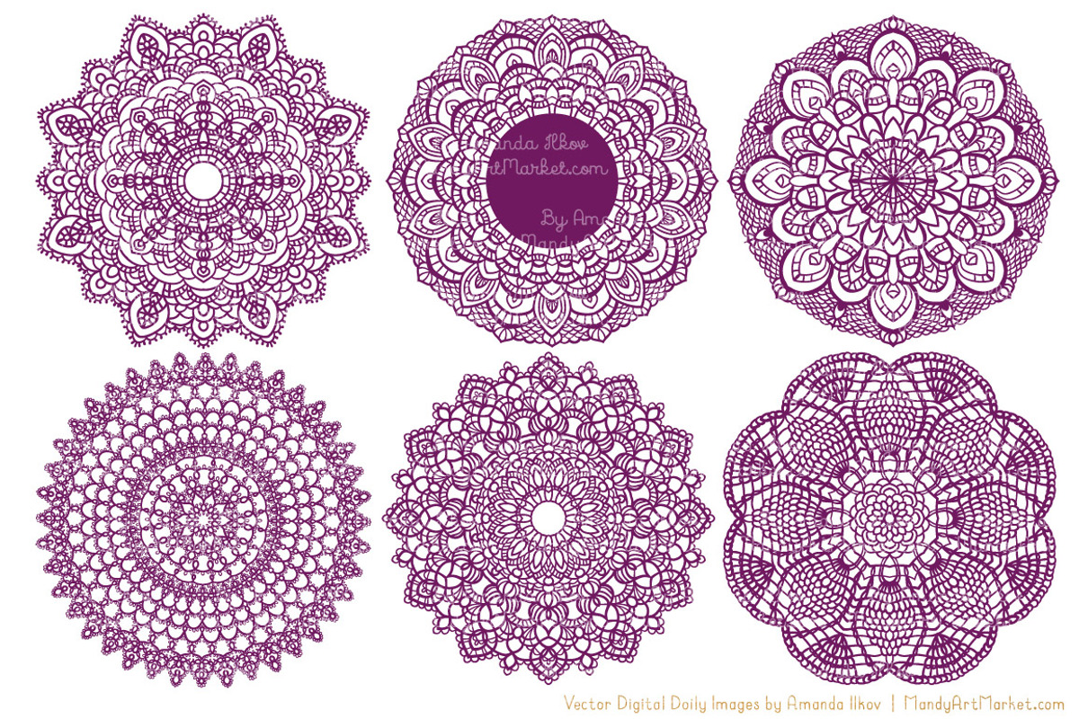Plum Lace Clipart Doilies, an Illustration by Amanda Ilkov (Photo 4 of 4)