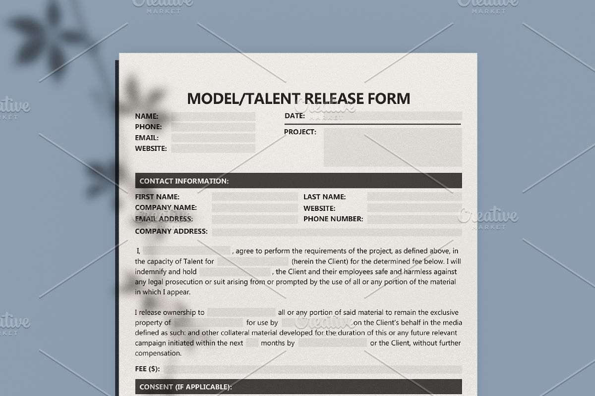 Model Release Form - Fillable PDF