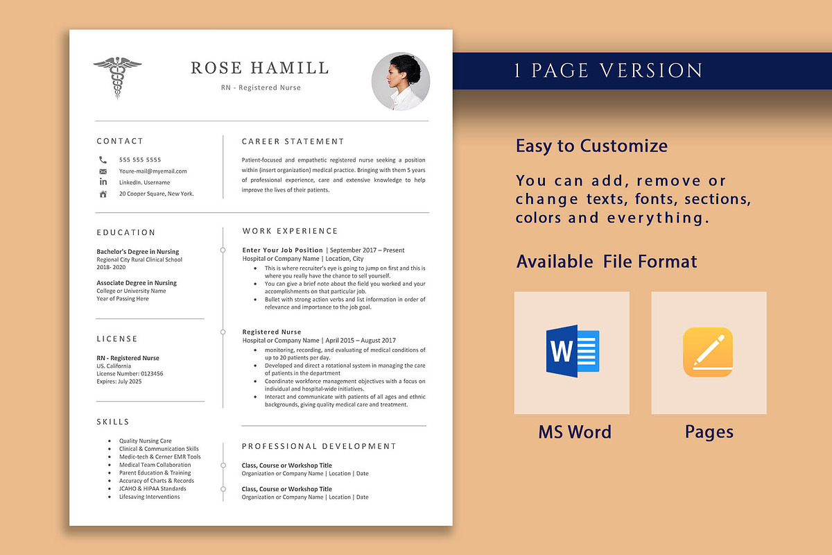 Professional RN Resume Template, a Resume Template by VictoriousVita (Photo 2 of 8)
