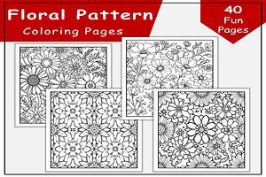 Floral Pattern Coloring Pages, a Print Template by Made By Ahmed