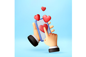 3D Hand holding smartphone with, a Technology Illustration by Abscent