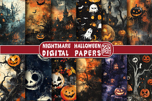 Nightmare Halloween Digital Paper, an Illustration by DreamPrint404