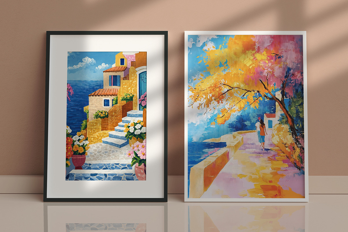Sunny Coastal Village Art Collection, a Decorative Illustration by Housui Patterns (Photo 5 of 9)