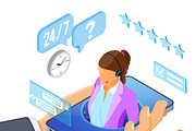 Isometric Online Customer Support, a Person Illustration by TAlex (Thumbnail 2 of 6)