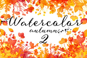 15 Watercolor autumn elements