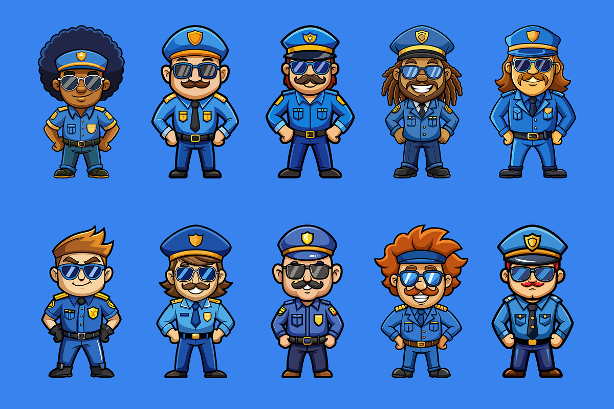 Police Mascot Illustration Pack, an Illustration by Riswan Ratta (Photo 2 of 2)