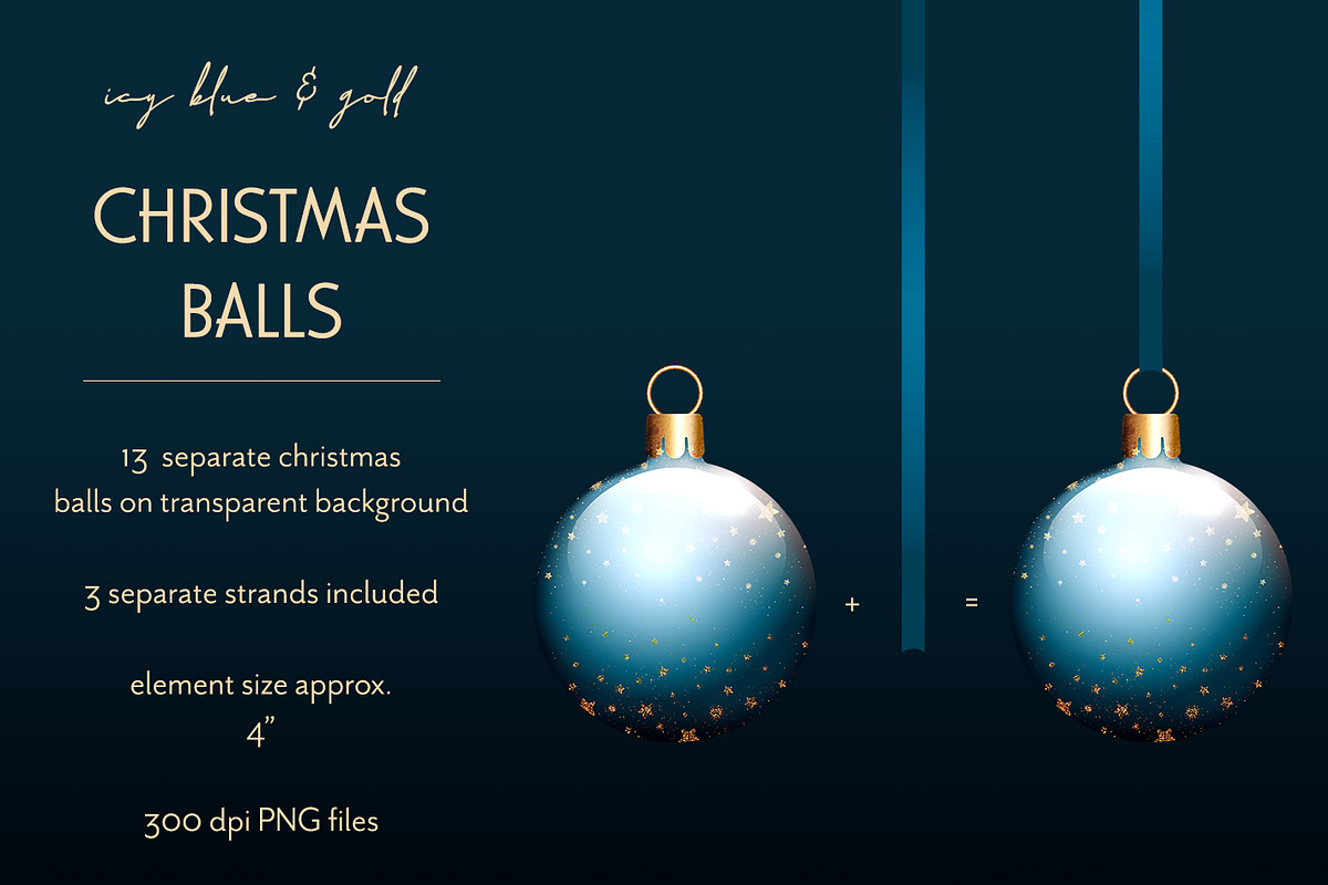 Blue and gold christmas balls - PNG, an Object Graphic by PixelJungle