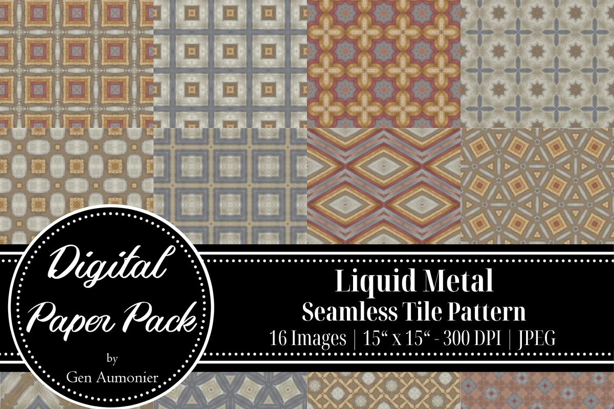 Liquid Metal Watercolor Patterns, a Pattern Graphic by Gen Aumonier (Photo 7 of 7)