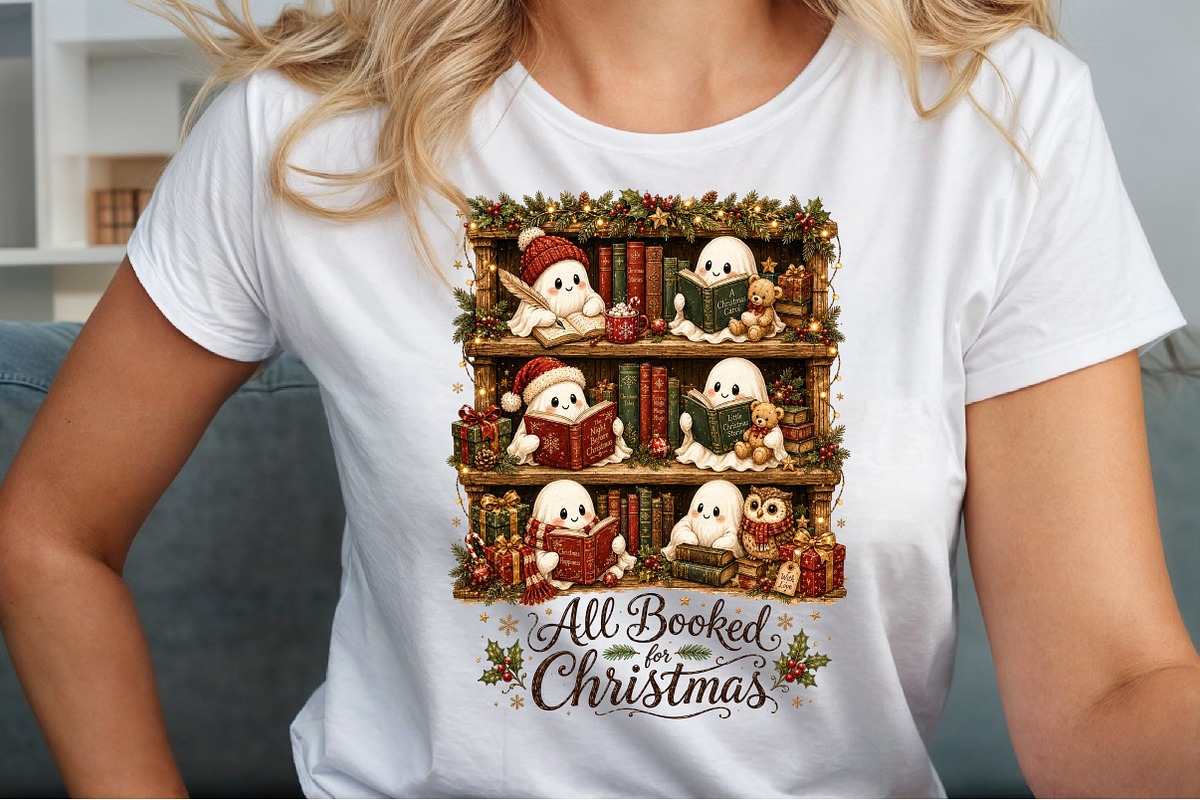 Cute Ghosts Reading for Christmas, a Seasonal Illustration by Sublimation Artist (Photo 5 of 9)
