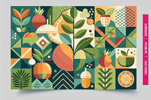 Geometric fruits dark green, an Illustration by Tanuart