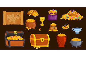 Pirate treasure piles. Treasures, an Illustration by Stock-Smart-Start