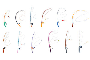 Fishing rods. Cartoon rod with hooks, a Sport Illustration by Valerie Bodnar