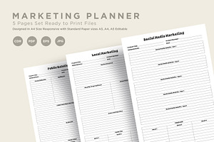 Marketing Planning Pages Set V-20, a Stationery Template by shahsoft
