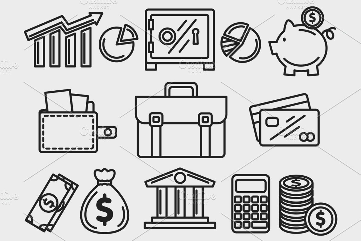 Finance Set Outlined & Colored preview 3