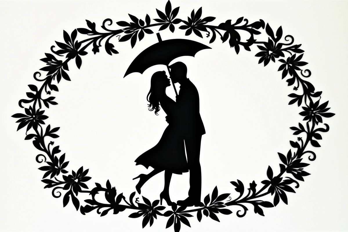 Romantic Couple Holding Umbrella, an Illustration by Amazin_art (Photo 14 of 21)