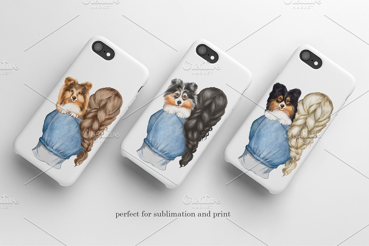Collie and Sheltie dog set. Dogs art, an Animal Illustration by SavinV (Photo 4 of 6)