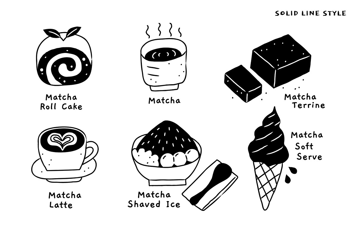 Matcha Lover: 20 Hand-drawn Cliparts, an Illustration by monkik (Photo 6 of 7)