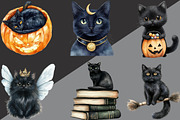 Halloween Black Cat Clipart, an Illustration by Black Bird Studio (Thumbnail 2 of 6)